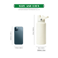 Bouteille isotherme en acier inoxydable certifiée LFGB avec revêtement intérieur en cuivre et revêtement tactile doux, avec couvercle 2-en-1