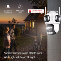 Cámara Wifi Inalámbrica Wistino de 12MP y 6K con Tres Lentes, Audio Bidireccional, Visión Nocturna en Color, Cámara de Seguridad Wifi