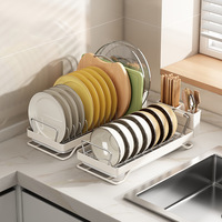 Petit égouttoir à vaisselle en métal à un seul niveau pour cuisine, support de rangement sous évier pour bols et assiettes, avec porte-baguettes