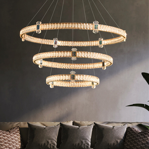 Suspendus Cercle Suspendus Lumières Design Moderne Led Or Luxe Anneau Cristal Lustre - Product Image 4