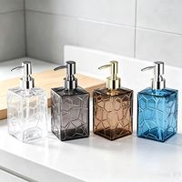 Flacon pompe carré de luxe en verre, rechargeable, pour shampoing et gel douche, idéal pour hôtels et maisons d'hôtes (vente en gros)