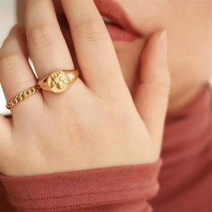 Factory Customize Round Signet <b>Finger</b> <b>Ring</b> Stainless Steel Solid Angel wings <b>Rings</b> Jewelry - Product Image 3