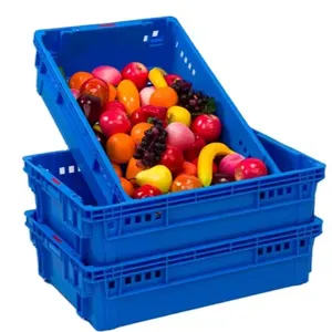 Plastic Vegetable Crates Basket Food Grade Stackable Vented Mesh Storage Bread Crate