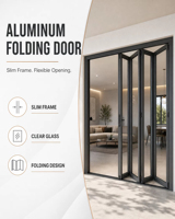 Puerta Plegable de Aluminio Sellada con Aislamiento Térmico Antipinzamiento y Ahorro de Energía, Insonorizada para Hotel, Oficina, Casa, Patio