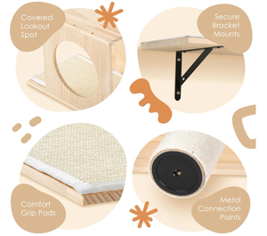 Estante de Pared Ecológico y Moderno para Tienda de Mascotas, Hamaca para Gatos, Ventana de Escalada con Rascador para Gatos, Uso Interior y Exterior - Product Image 4