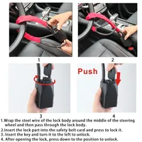 Verrou de volant de voiture en acier, ceinture de sécurité antivol, 2 clés, installation facile, ajustement universel 66*12.5cm YXJH AY-SL1040