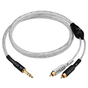 ATAUDIO Hifi 6,5mm <span class=keywords><strong>Jack</strong></span> a Dual <span class=keywords><strong>RCA</strong></span> macho a macho <span class=keywords><strong>Cable</strong></span> divisor con cobre puro chapado en oro Enchufe OCC Núcleo plateado - Product Image 1