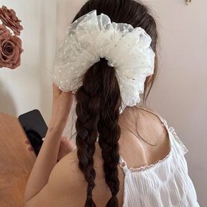 All'ingrosso di Retro ricamato in Tulle copricapo a coda di cavallo alta Tulle fasce per capelli gonfie - Product Image 1