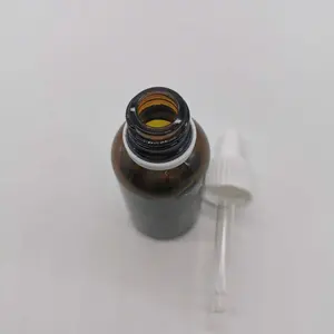 Botella de aceite esencial de vidrio ámbar con cuentagotas blanco, 50ml, venta al por mayor