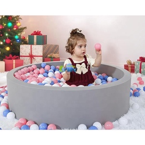 <span class=keywords><strong>Piscine</strong></span> à balles ronde pour bébés et tout-petits, en tissu peluche et vinyle doux au toucher, facile à nettoyer, pour l'intérieur et l'extérieur - Product Image 1