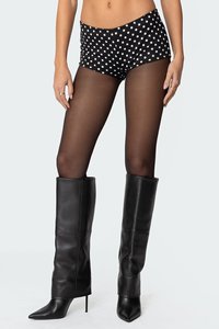 Completo sexy da donna a due pezzi: top corto monospalla tinta unita e pantaloncini stampati - Abbigliamento boutique da donna - Product Image 4