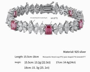 Lujo Esmeralda corte 1CT VVS1 GRA Moissanite trébol <span class=keywords><strong>de</strong></span> cuatro <span class=keywords><strong>hojas</strong></span> flor tenis cadena pulseras 925 joyería <span class=keywords><strong>de</strong></span> plata esterlina para regalo - Product Image 4