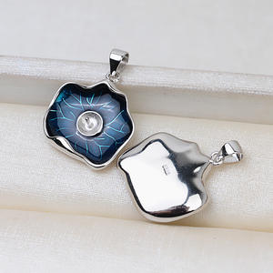 Support de pendentif en argent S925 avec feuille de lotus en résine, pour perles de 7-9 mm, accessoire de coiffure DIY, apprêts et composants de bijoux vides - Product Image 2