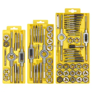 HKTools 12/20/40 pièces ensemble de tarauds et de matrices de taille métrique kit d'outils multifonctions à main ensemble de tarauds et de matrices