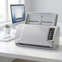 Scanner de documents compact A4 recto-verso FI-7030, 27 ppm, 54 ipm, CIS, 600 dpi, USB 2.0, blanc, pour bureau