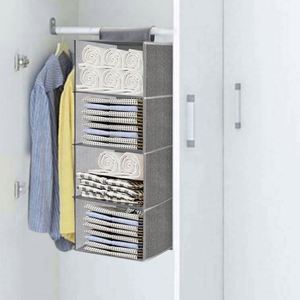 Storage Hanging Closet <b>Shelves</b>,fabric Closet Hanging Organizer,4 <b>Shelf</b> Closet Hanging Organizer with <b>Hooks</b> - Product Image 6
