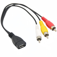 Câble adaptateur audio vidéo USB 2.0 femelle vers 3RCA mâle avec gaine coaxiale en PVC à paire torsadée