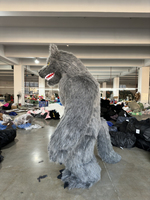 Costume de Mascotte Gonflable Géant Loup Gris pour Adulte, Amusant, en Peluche, Idéal pour Défilés de Rue et Carnaval