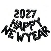 Ballons Joyeux Nouvel An 2027, 16 pouces, en feuille de Mylar, en forme de lettres, pour la fête du Nouvel An 2027, la fête du Nouvel An du 31 décembre, la fête du Nouvel An du 1er janvier, et la décoration d'anniversaire