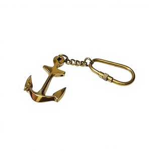 Llavero de Ancla de Latón Vintage con Mosquetón, Colgante Náutico de Metal Hecho a Mano, Adorno para Bolso - Product Image 1