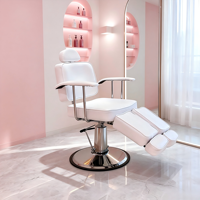 Fauteuil de pédicure hydraulique inclinable, pliable et réglable, pivotant à 360°, multifonctionnel, pour salon de coiffure et soins des ongles et des pieds
