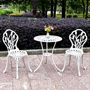 Modern Cast Aluminum Three-Piece Outdoor <b>Table</b> and Chair Set for <b>Balcony</b> Courtyard or Garden Leisure Tea Time - Product Image 1