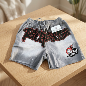 Pantalones Cortos Casuales para Hombre, Estilo Urbano, Ecológicos, con Logotipo Aplicado, Cintura con Cordón Ajustable, Talla Grande, Blancos, de Algodón - Product Image 2