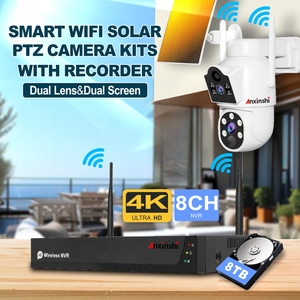 Système IP extérieur solaire WiFi PTZ 8 canaux NVR à double objectif avec vision nocturne intelligente, stockage de données sur disque dur, capteur CMOS et audio bidirectionnel OEM - Product Image 3
