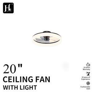 Ventilateur de plafond chinois moderne noir de 19,7 pouces avec bande LED décorative et télécommande - Product Image 2