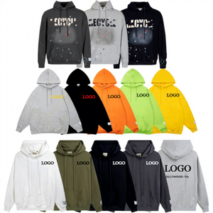 Sudadera con capucha extragrande de algodón estampado para mujer, transpirable, con letras de tinta acuarela salpicada, ideal para dropshipping. - Product Image 5