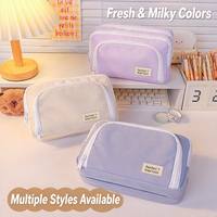 Trousse à crayons couleur crème style Ins pour étudiants, simple, haut de gamme, mignonne, avec fermeture éclair, grande capacité, personnalisable avec logo
