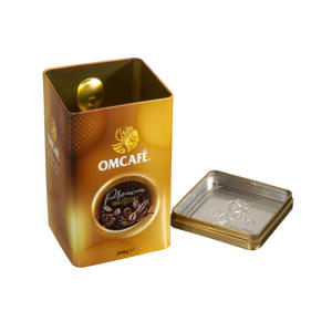 Aangepaste Vierkante Blik Metalen Doos Voor Thee & Koffie Verpakking Compleet Met Lepel Inbegrepen - Product Image 5