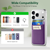 Dompet Ponsel Magnetik Leopard Elastis Kuat yang Dapat Dipasang, Kantong Kartu Ponsel Lapis Ganda untuk iPhone
