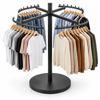 Porte-vêtements rond en métal avec revêtement en poudre, présentoir à vêtements à 4 voies avec rails de suspension circulaires pour magasin de détail et boutique