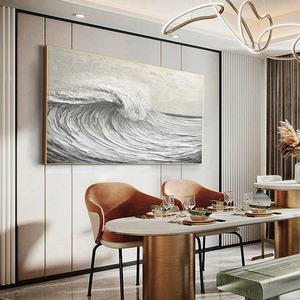 Obra de Arte Texturizada de Olas del Océano, Pintura Mural Moderna Original Hecha a Mano, Arte de Pared en Lienzo para Diseño de Interiores Sofisticado - Product Image 2