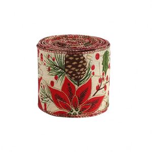 Nouveau produit en promotion : Ruban de Noël en toile de jute avec bordure filée pour couronnes, nœuds et décorations de fête - Product Image 1