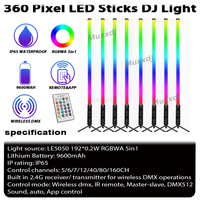 8 pièces avec sacs, IP65, 360°, éclairage de scène sans fil extérieur, alimenté par batterie, RGBWA, barre de pixels arc-en-ciel, tube LED, DMX, télécommande WiFi
