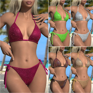Traje de Baño de Dos Piezas para Mujer, <span class=keywords><strong>Bikinis</strong></span>, Trajes de Baño para Chicas, <span class=keywords><strong>Bikinis</strong></span> Triangulares Cruzados con Tirantes, Conjuntos de <span class=keywords><strong>Bikinis</strong></span> Sexys, Micro Bikini, Traje de Baño Femenino - Product Image 2