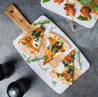 Planche à découper personnalisée en marbre et bois d'acacia avec logo sur mesure, plateau de service pour fromages et charcuteries pour la cuisine