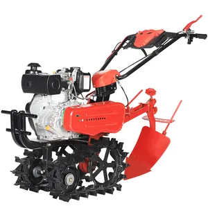 Agricultural Machinery Farm Equipment Crawler Type Diesel Gasoline Power Hand-Held Chain Track Cultivator Small Tractor Plow