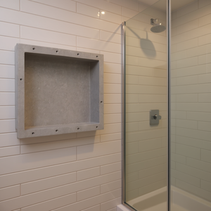 Niche de douche encastrée gris mat 16,1''x20,1''x3,9'', étagère de salle de bain en plastique imperméable, design minimaliste - Product Image 2