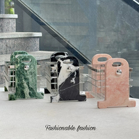 Panier de rangement en marbre vert et noir, organiseur de bureau de style luxueux pour parfums et cosmétiques, panier de rangement décoratif pour la vanité