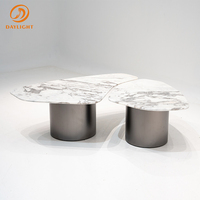 Ensemble de table basse en acier inoxydable et marbre naturel de style moderne, fait main, pour le salon