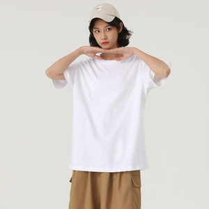 เสื้อยืดผ้าฝ้ายทอลายเรียบสำหรับผู้ชายเสื้อยืดโอเวอร์ไซส์แบบกำหนดเองผ้าคอตตอน100% ได้สำหรับฤดูใบไม้ผลิฤดูร้อน - Product Image 6