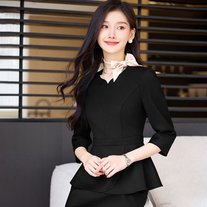 Women's Office Suit Set Three Quarter Sleeve Satin Anti-Wrinkle Summer Professional Style - Product Image 2