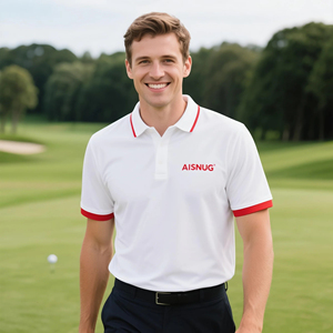 OEM personaliza su propio logotipo personal camisa Golf sublimación Golf camiseta blanca <span class=keywords><strong>con</strong></span> contorno rojo <span class=keywords><strong>con</strong></span> cuello Material elástico - Product Image 1