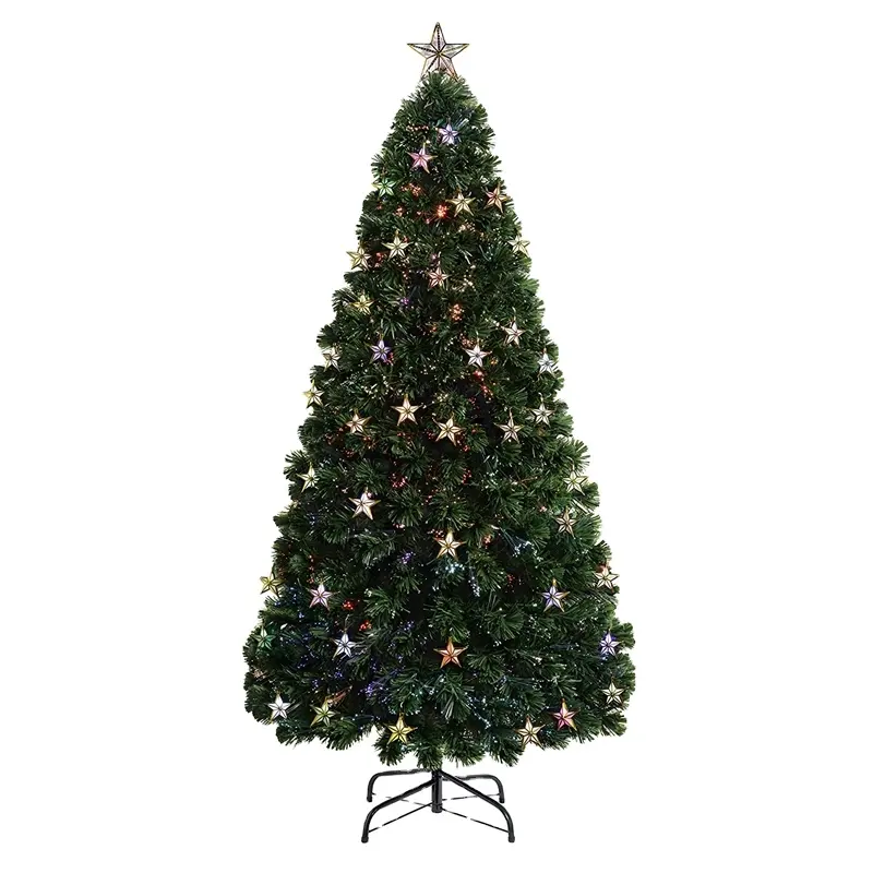 New design Christmas hanging plastic star ornaments pre-lit fiber optic multi-function Christmas tree