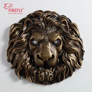Personnalisé Métal Artisanat Oeuvre Vintage Lion Illuminé En Relief En Laiton Coulé Bronze Métal 3D En Laiton Plaque Commémorative