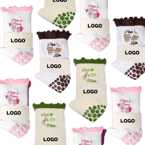 Custom Silicone Yoga Ballet Cotton Crew Short White Grip Women Sports Non Slip Yoga Pilates Sock For Women - Product Image 1