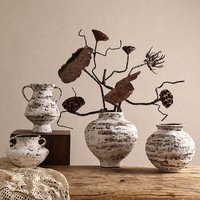 Vase en céramique rustique Wabi Sabi RYLAVA, vase en poterie artisanale vintage, vase en poterie brute pour fleurs séchées, décoration d'intérieur